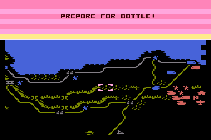 Decision in the Desert Atari 8-bit Screenshot: Starting a scenario at night.