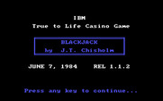 Blackjack for IBM PC/Compatibles - Title screen.