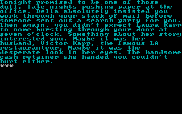 Perry Mason: The Case of the Mandarin Murder IBM PC/Compatibles Screenshot: Lots of text in this game gives important info