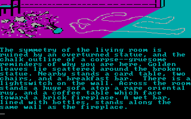 Perry Mason: The Case of the Mandarin Murder IBM PC/Compatibles Screenshot: The presence of a chalk body outline is never good...