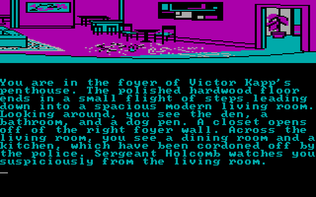 Perry Mason: The Case of the Mandarin Murder IBM PC/Compatibles Screenshot: The victim's apartment