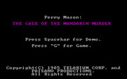 Perry Mason: The Case of the Mandarin Murder for IBM PC/Compatibles - Title screen