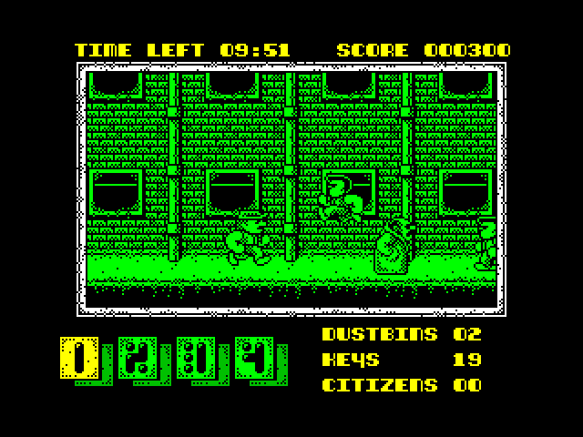 Joe Blade II ZX Spectrum Screenshot: Exploring this alley...