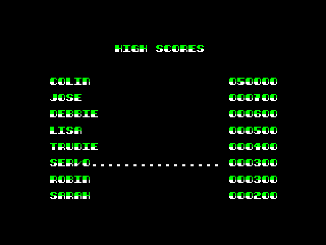 Joe Blade II ZX Spectrum Screenshot: High scores.