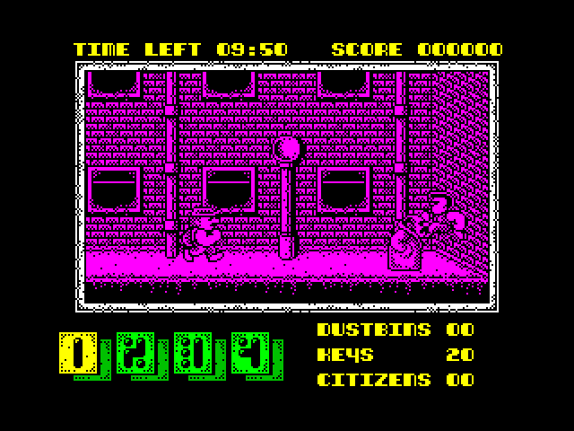 Joe Blade II ZX Spectrum Screenshot: Some shady characters in a dead end...