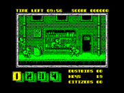 Joe Blade II for ZX Spectrum - Encountering various opponents outside this shop...