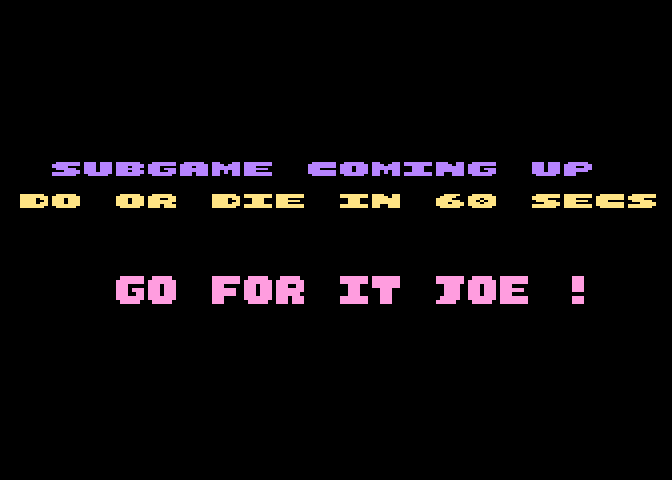 Joe Blade II Atari 8-bit Screenshot: Subgame time...go for it Joe!