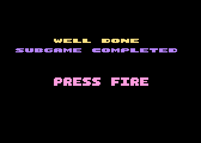 Joe Blade II Atari 8-bit Screenshot: Subgame completed!