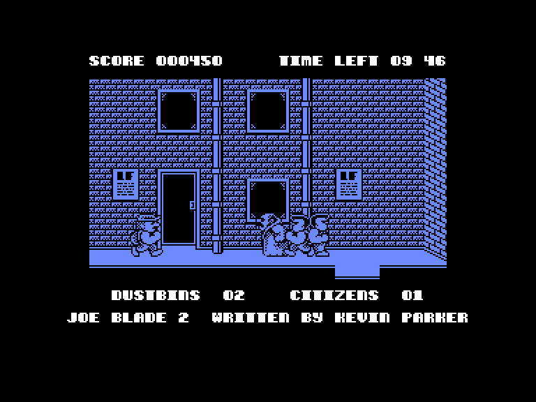Joe Blade II Commodore 16 & Plus/4 Screenshot: There are plenty of interesting characters walking around...