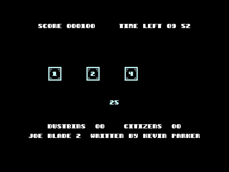 Joe Blade II Commodore 16 & Plus/4 Screenshot: Go for it Joe! Solving a timed puzzle.