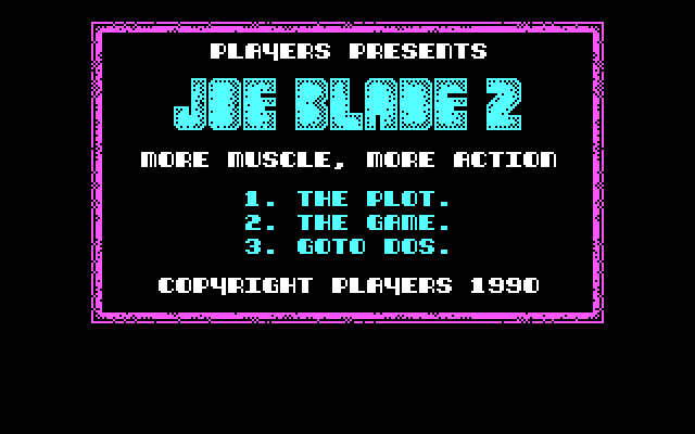 Joe Blade II IBM PC/Compatibles Screenshot: Title screen.