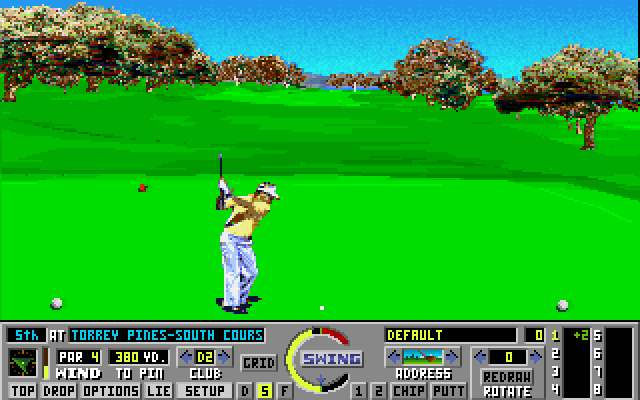 Links: The Challenge of Golf Amiga Screenshot: Teeing off...