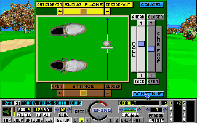 Links: The Challenge of Golf Amiga Screenshot: Adjust your stance if needed...