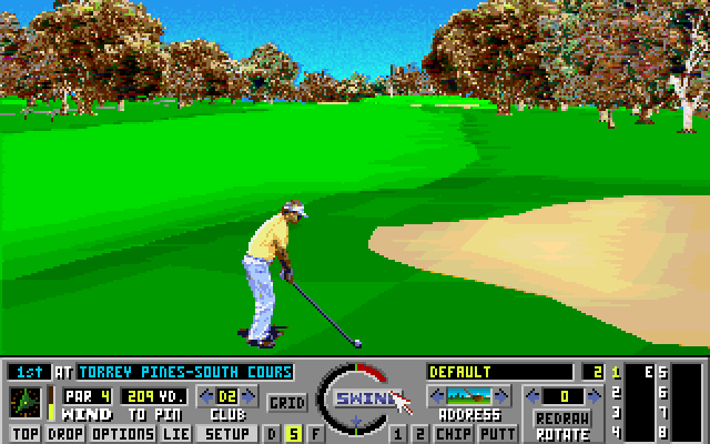 Links: The Challenge of Golf Amiga Screenshot: That was close, almost landed in the sand!