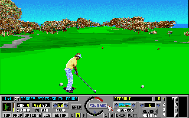 Links: The Challenge of Golf Amiga Screenshot: Game start; on the first tee...