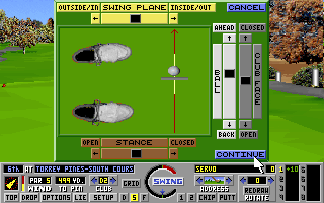 Links: The Challenge of Golf IBM PC/Compatibles Screenshot: You can adjust your stance and other options.