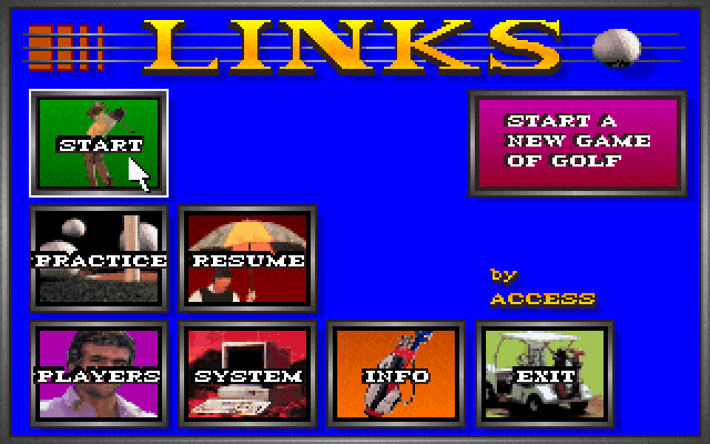 Links: The Challenge of Golf IBM PC/Compatibles Screenshot: The main menu.
