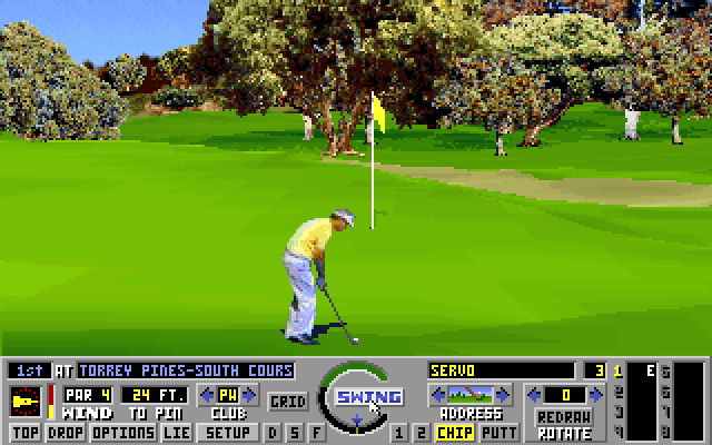 Links: The Challenge of Golf IBM PC/Compatibles Screenshot: Chipping to the green.