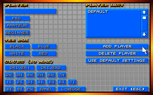 Links: The Challenge of Golf IBM PC/Compatibles Screenshot: Setting up a golfer.