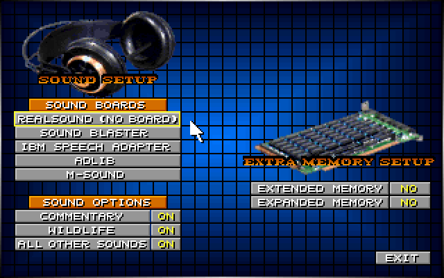 Links: The Challenge of Golf IBM PC/Compatibles Screenshot: Sound setup menu.