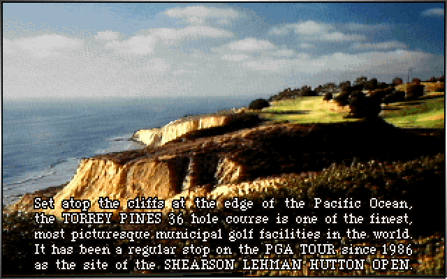 Links: The Challenge of Golf IBM PC/Compatibles Screenshot: Course introduction.