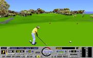 Links: The Challenge of Golf for IBM PC/Compatibles - Teeing off the first hole.