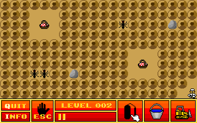 Ant Attack IBM PC/Compatibles Screenshot: Level 2 start.