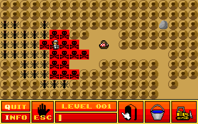 Ant Attack IBM PC/Compatibles Screenshot: Killing the ants before they get my picnic basket.