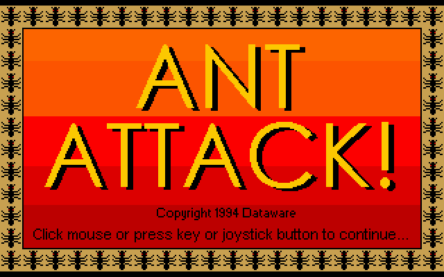 Ant Attack IBM PC/Compatibles Screenshot: Title screen.