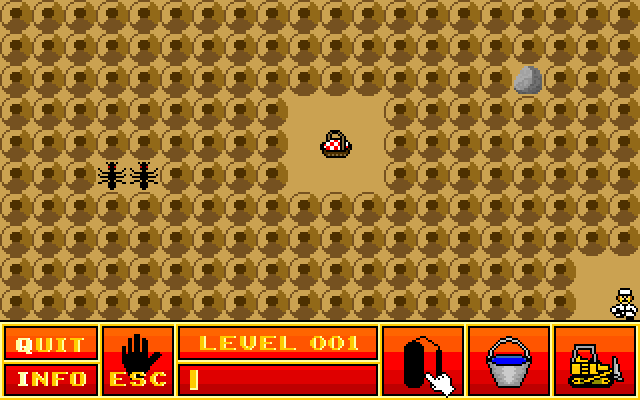 Ant Attack IBM PC/Compatibles Screenshot: Level 1; here come the ants!