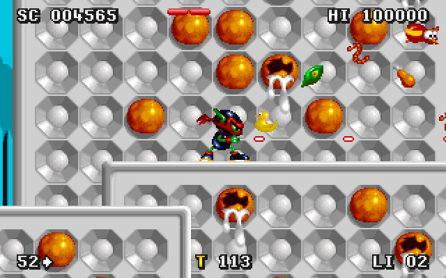 Zool 2 IBM PC/Compatibles Screenshot: Bees attack from the beehive.