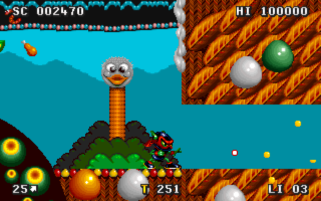 Zool 2 IBM PC/Compatibles Screenshot: Jumping around to collect a secret stash of candy!