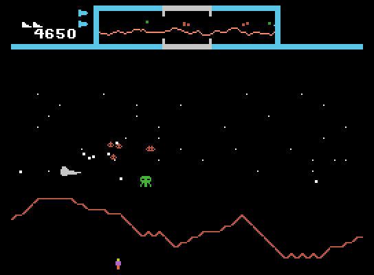 Defender ColecoVision Screenshot: Yikes, I'm surrounded!