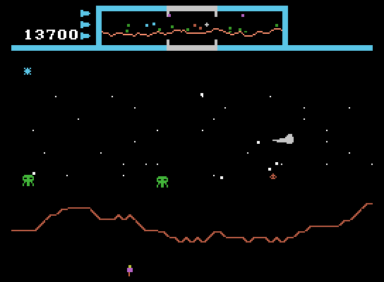 Defender ColecoVision Screenshot: You can fly to the left or the right...