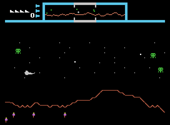 Defender ColecoVision Screenshot: Game start.