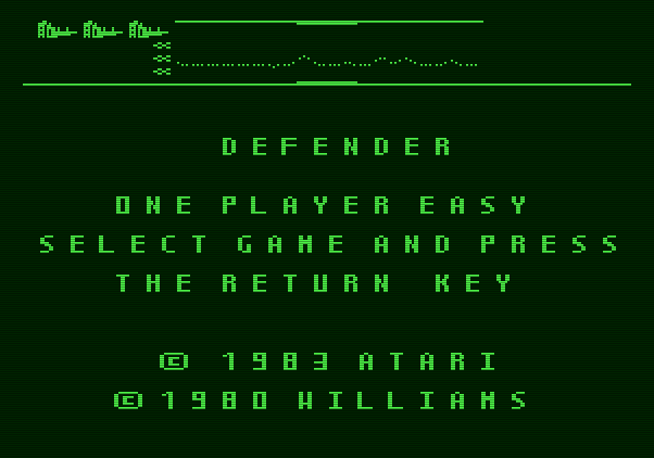 Defender Apple II Screenshot: Title screen.