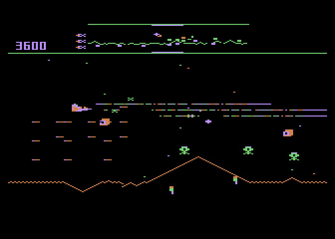 Defender Atari 5200 Screenshot: Blasting opponents.