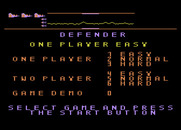Defender for Atari 5200 - Title screen and game options.