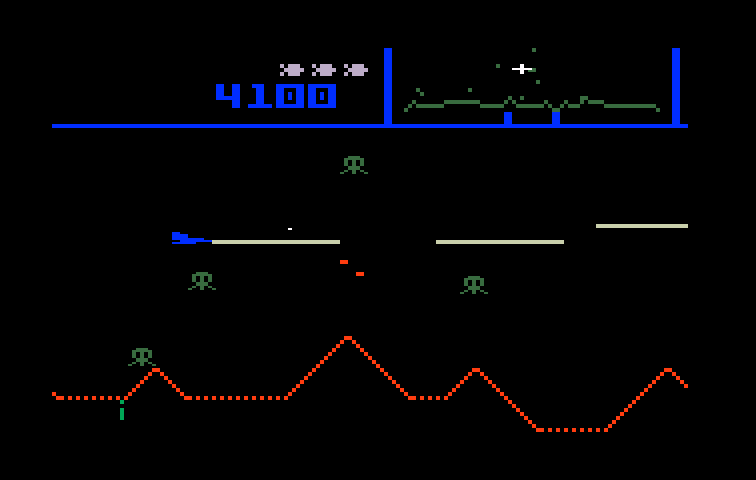 Defender Intellivision Screenshot: Defeat the landers to complete the level...