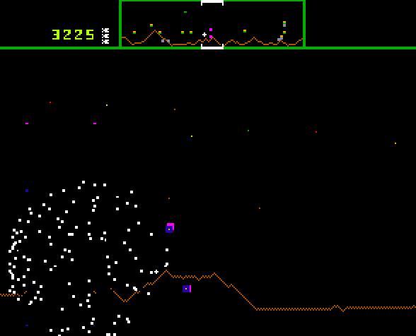 Defender Arcade Screenshot: I've been hit!