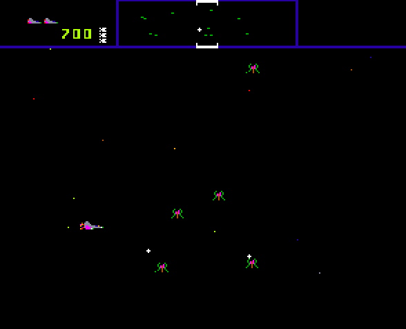 Defender Arcade Screenshot: After a city is destroyed you will have numerous mutants to fight!