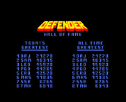 Defender for Arcade - The high score table.