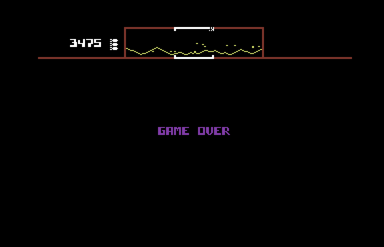 Defender Commodore 64 Screenshot: Game over.
