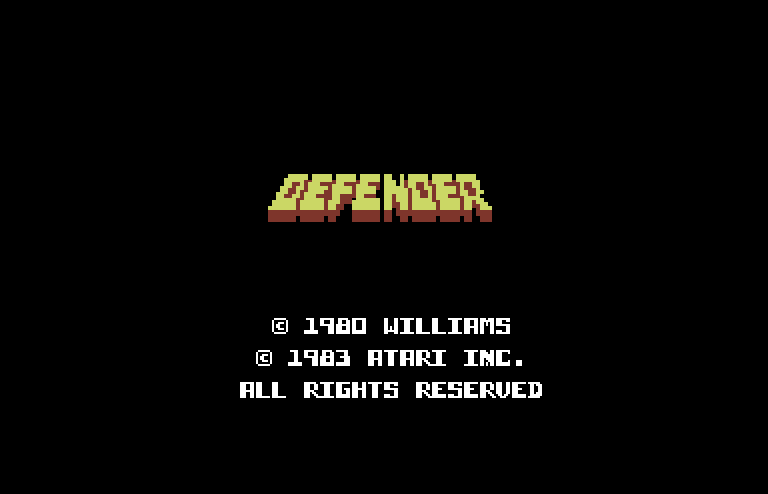Defender Commodore 64 Screenshot: Title screen.