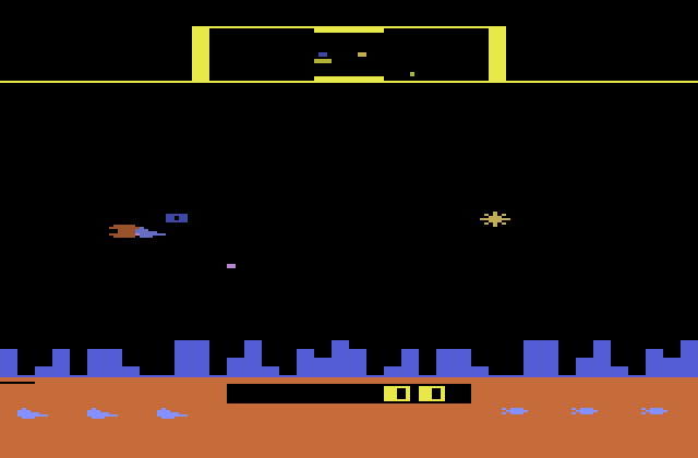 Defender Atari 2600 Screenshot: Game start.