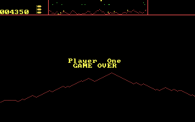Defender IBM PC/Compatibles Screenshot: Game over