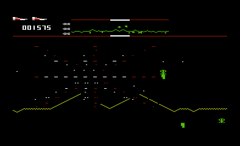 Defender Commodore VIC-20 Screenshot: I've been hit!