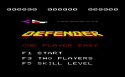 Defender for Commodore VIC-20 - Game options.