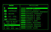 Falcon for IBM PC/Compatibles - Mission selection.