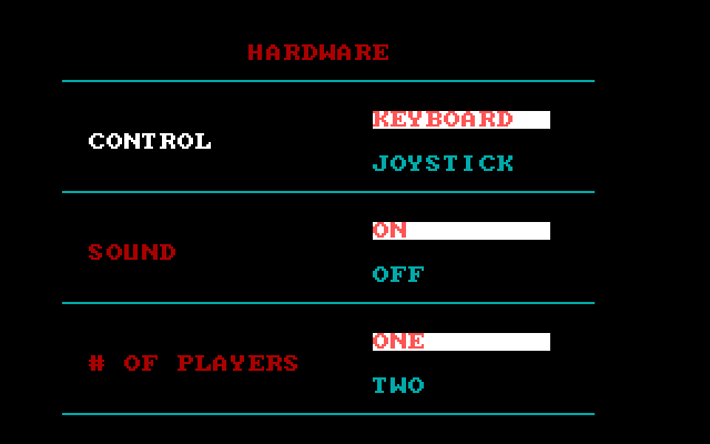 Falcon IBM PC/Compatibles Screenshot: Setting some game options.
